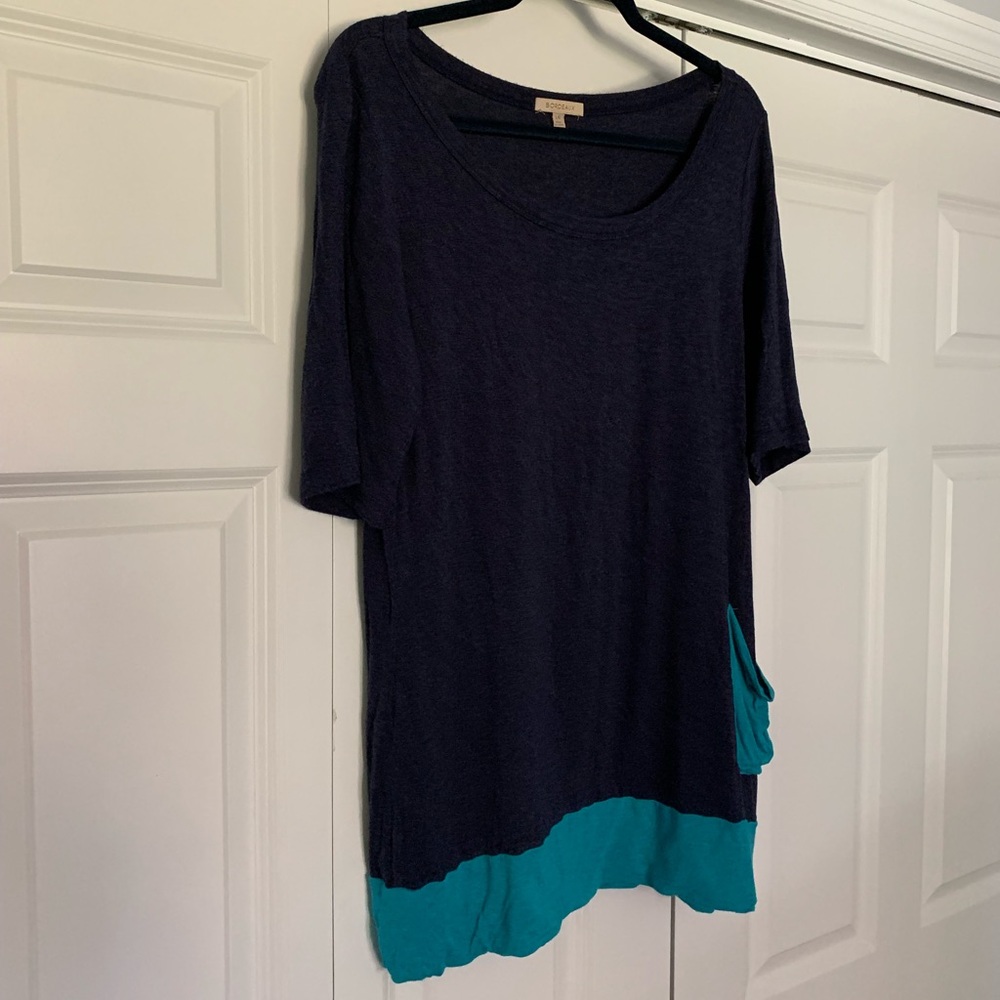 🐬Anthro Navy/Teal Bordeaux Pocket Tee